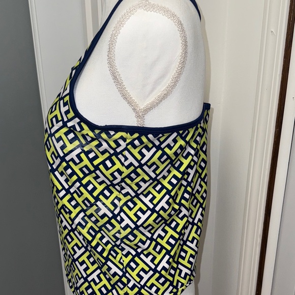 Tommy Hilfiger Navy and Lime Geometric Tank Top - Picture 6 of 11